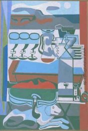 Zusammensetzung. Table d'Aperitif et chien