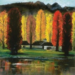 Herbst-Dämmerung in einem Wald