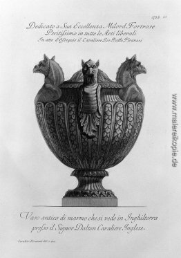 Vase mit antiken Marmor Greifen und Rippen