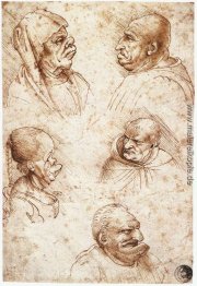 Fünf Karikatur Köpfe Fünf Karikatur Köpfe