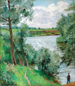 Auf dem Fluss Protva. Fischer.