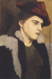 Portrait einer jungen Frau mit rotem Hut Portrait einer jungen Frau mit rotem Hut