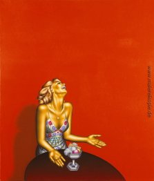 Frau mit Eisbecher Frau mit Eisbecher