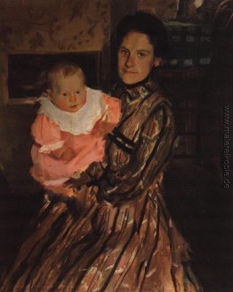 Portrait Y.E. Kustodieva mit Sohn Portrait Y.E. Kustodieva mit Sohn