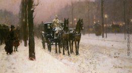 Straßenszene mit Hansom Cab Straßenszene mit Hansom Cab