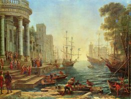 Seehafen mit der Einschiffung von St Ursula Seehafen mit der Einschiffung von St Ursula