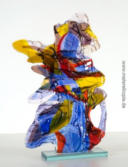kein Titel bunte abstrakte Glaskunst - Skulptur in Fusionstechni kein Titel bunte abstrakte Glaskunst - Skulptur in Fusionstechni