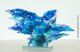 Blue Bird - Glasschmelzkunst - abstrakte Glasskulptur Blue Bird - Glasschmelzkunst - abstrakte Glasskulptur
