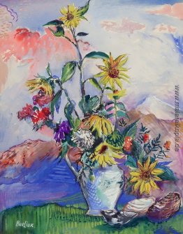 Blumen und Muscheln in einer Berglandschaft Blumen und Muscheln in einer Berglandschaft