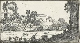 Landschaft mit Ruinen und Hirten mit Schafen Landschaft mit Ruinen und Hirten mit Schafen