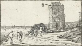 Weg entlang einem Leuchtturm auf dem Strand Weg entlang einem Leuchtturm auf dem Strand