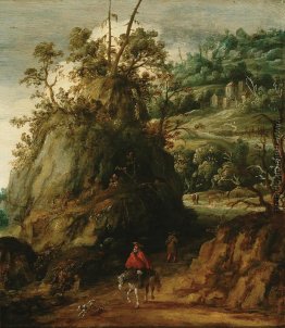 Berglandschaft mit Reisenden Berglandschaft mit Reisenden