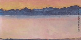 Genfersee mit Mont Blanc in der Morgendämmerung Genfersee mit Mont Blanc in der Morgendämmerung