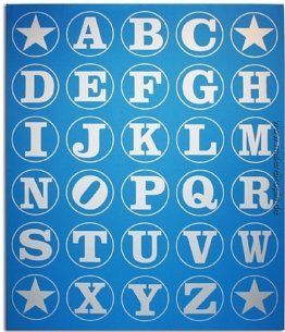 Silber / Blau Alphabet Wand Silber / Blau Alphabet Wand