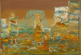 Figuren und ein Hund in einer Gebirgslandschaft Figuren und ein Hund in einer Gebirgslandschaft