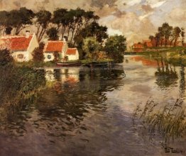 Häuschen durch einen Fluss Häuschen durch einen Fluss