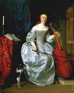 Frau spielt eine Viola de Gamba Frau spielt eine Viola de Gamba