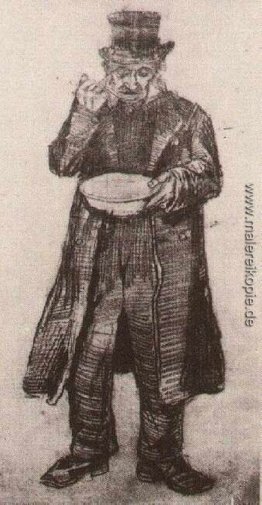 Waisenmann mit Hut, Essen aus einer Platte Waisenmann mit Hut, Essen aus einer Platte