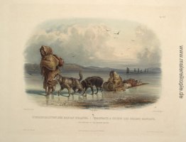 Hundeschlitten der Mandan-Indianer, Platte 28 von Band 2 der "Re Hundeschlitten der Mandan-Indianer, Platte 28 von Band 2 der "Re