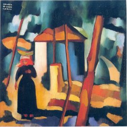 Landschaft mit schwarze Gestalt Landschaft mit schwarze Gestalt