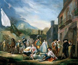 Ein Picknick in einem Land Stadt Ein Picknick in einem Land Stadt
