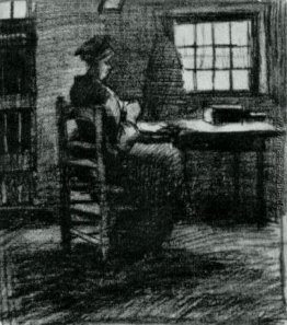 Innenraum mit Peasant Woman Sewing Innenraum mit Peasant Woman Sewing