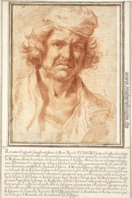 Selbstporträt von Nicolas Poussin aus dem Jahre 1630, während de Selbstporträt von Nicolas Poussin aus dem Jahre 1630, während de