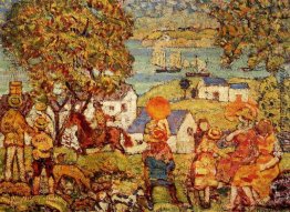 Landschaft Figuren, Ferienhäuser und Boote Landschaft Figuren, Ferienhäuser und Boote