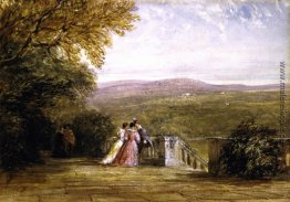 Einer Terrasse, mit Figuren, Haddon Hall Einer Terrasse, mit Figuren, Haddon Hall