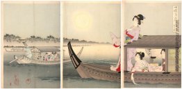 Sonntag: Herbstmond über Sumida Fluss Sonntag: Herbstmond über Sumida Fluss