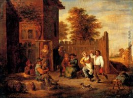 Bauern merrying vor einem Gasthaus Bauern merrying vor einem Gasthaus