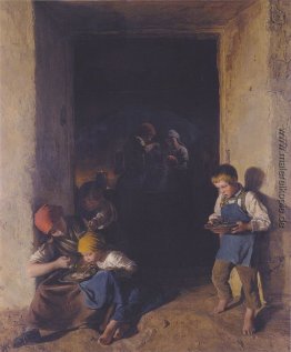 Kinder erhalten ihr Frühstück Kinder erhalten ihr Frühstück