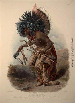 Pehriska-Ruhpa, Minatarre Krieger im Kostüm des Dog Dance, Platt Pehriska-Ruhpa, Minatarre Krieger im Kostüm des Dog Dance, Platt