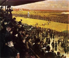 Die Rennen in Longchamps von der Tribüne Die Rennen in Longchamps von der Tribüne