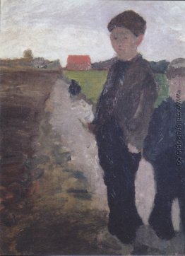 Zwei Jungen auf Moorkanal Zwei Jungen auf Moorkanal