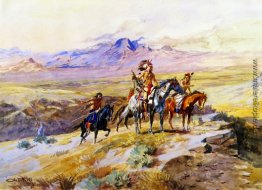 Indianer Scouting einen Wagon Train Indianer Scouting einen Wagon Train