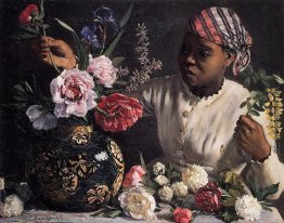 Negerin mit Pfingstrosen Negerin mit Pfingstrosen