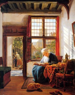 Lesen des alten Frau am Fenster Lesen des alten Frau am Fenster
