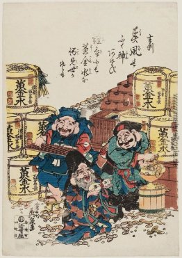 Daikoku, Ebisu und Fukurokuju Zählung des Geldes Daikoku, Ebisu und Fukurokuju Zählung des Geldes