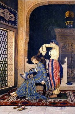 Die Dame, die ihr Haar Haves gekämmte Die Dame, die ihr Haar Haves gekämmte