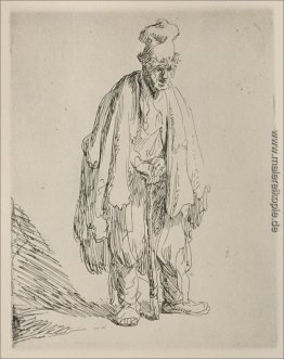Ein Bettler Standing und auf einen Stock gestützt Ein Bettler Standing und auf einen Stock gestützt