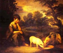 Mädchen mit Schweine Mädchen mit Schweine