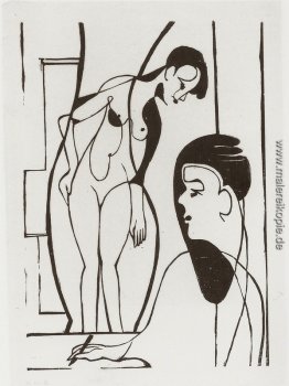 Künstler und weibliche Modell Künstler und weibliche Modell