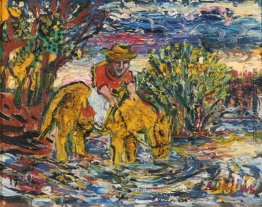 Mann auf einem Pferd Gelb Mann auf einem Pferd Gelb