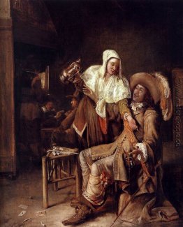 Tavern Szene mit Mädchen versucht, das Glas eines Kavaliers (das Tavern Szene mit Mädchen versucht, das Glas eines Kavaliers (das