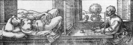 Zeichner Zeichnen eines Liegerad Frau Zeichner Zeichnen eines Liegerad Frau