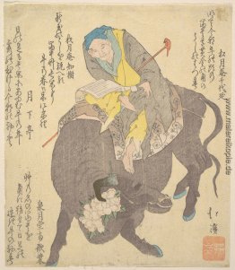 Chinesische Sage Lesen während der Fahrt auf einem Buffalo Chinesische Sage Lesen während der Fahrt auf einem Buffalo