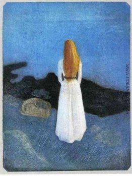 Junge Frau, die auf dem Ufer Junge Frau, die auf dem Ufer