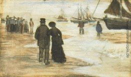 Strand mit Menschen zu Fuß und Boote Strand mit Menschen zu Fuß und Boote