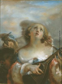 Junges Mädchen, das Mandolinen Junges Mädchen, das Mandolinen